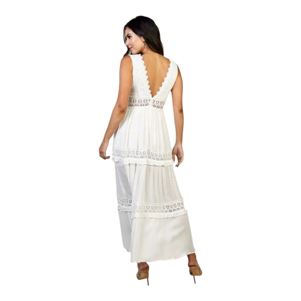 EDITE MODE Elegant White Sleeveless Maxi Dress - Picture 5 of 5